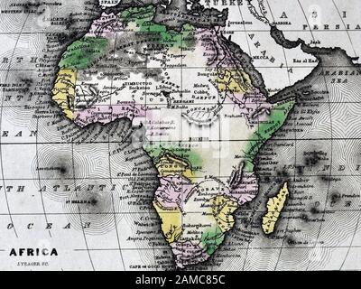 1834 Carey Karte von Afrika Kontinent zeigen, Ägypten, Guinea Sudan Südafrika Kap Kolonie Madagaskar Mosambik und anderen Ländern Stockfoto