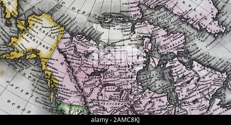 1834 Carey Karte der britischen Besitzungen in Nordamerika Kanada und die Russische Alaska Gebiet Stockfoto