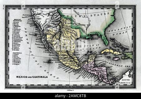 1834 Carey Karte von Mexiko und Spanischen Texas Kalifornien Stockfoto