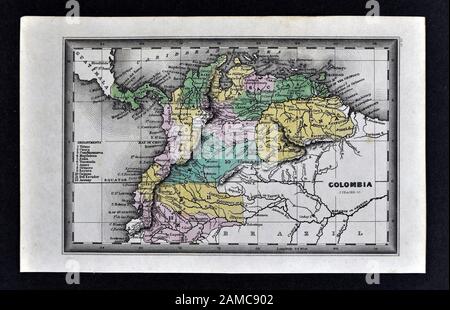 1834 Carey Map Südamerika Stockfoto