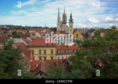 Blick von Oberstadt, Zagreb, Kroatien Stockfoto