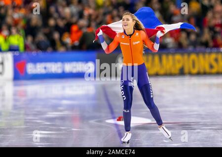 Heerenveen, Niederlande. Januar 2020. Heerenveen, Thialf Eisstadion, 12-01-2020, Saison 2019/2020, European Single Distanzen Meisterschaften. 1000m Damen, Jutta Leerdam während des Spiels EC Single Distanzen 12-02-2020 Credit: Pro Shots/Alamy Live News Stockfoto