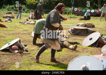 Anglo Saxon Battlefield Re-Enactment-Szene Stockfoto