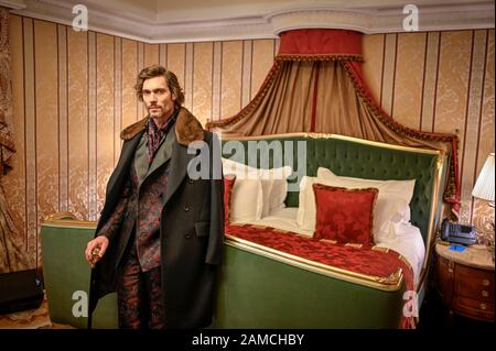 Mailand, Italien. Januar 2020. Milan, Milan Fashion Week, Man Fall Winter 2020/2021. Milan Herren Mode Herbst Winter 2020/21. Milliardär Pictured Presentation: Model Credit: Independent Photo Agency/Alamy Live News Stockfoto