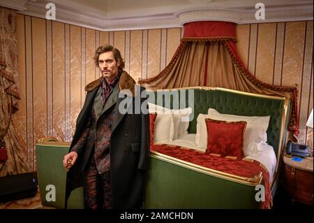 Mailand, Italien. Januar 2020. Milan, Milan Fashion Week, Man Fall Winter 2020/2021. Milan Herren Mode Herbst Winter 2020/21. Milliardär Pictured Presentation: Model Credit: Independent Photo Agency/Alamy Live News Stockfoto