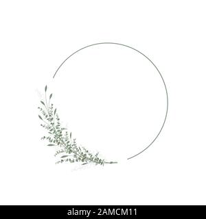 Blumenschmuck für Hochzeit und Einladungskarte. Kreisschablone mit Blumen- und Blattdesign. Eucalipus Branch. Grüne Einrichtung aus biologischem Anbau. Vektor Stock Vektor