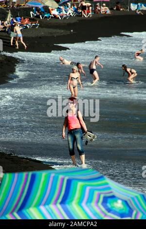 Strand von Puerto de Tazacorte, La Palma, Kanarische Inseln, Spanien Stockfoto