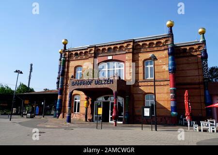 Hundertwasser-Bahnhof, Uelzen, Niedersachsen, Deutschland Stockfoto