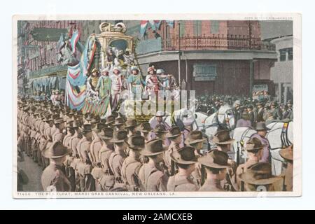 Szene während des Karnevals von Mardi Gras, New Orleans, L A Postcard-Seriennummer: 71456 1913-1918, herausgegeben bis 1930. Begann die "Vertrag"-Ausgaben, Karten, die für Museen und andere Organisationen produziert wurden.; Szene während Mardi Gras Carnival, New Orleans, L. A. Stockfoto