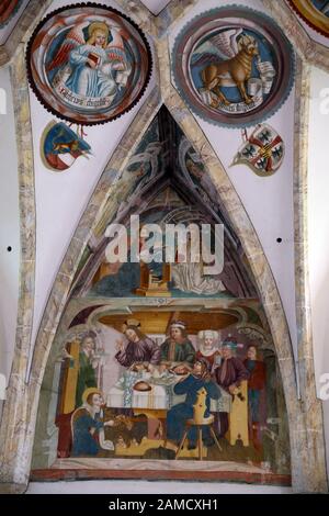 Kirche St. Magdalena in Moos, Mooskirche, Niederdorf, Südtirol, Italien Stockfoto