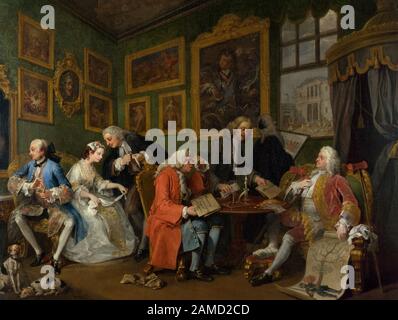 Ehe A-la-Mode: 1, Die Heiratssiedlung. William Hogarth, ca. 1743 Stockfoto