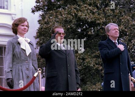 Ankunftsfeier für den Staatsbesuch von Josip Tito, Präsident Jugoslawiens. März 1978 Stockfoto