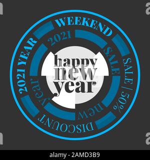 Froher Neujahrsverkauf. Kreisvektorbanner Stock Vektor