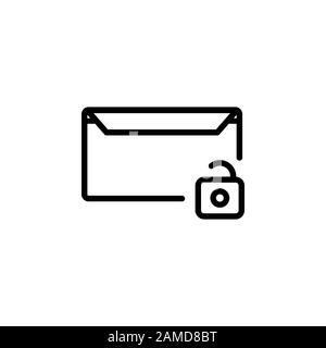 Design Line Style für Nachrichtensymbole, Symbol zum Entsperren, Logo und Präsentationsvorlage Stock Vektor