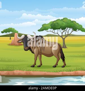 Cartoon wild in der Savanne Stock Vektor