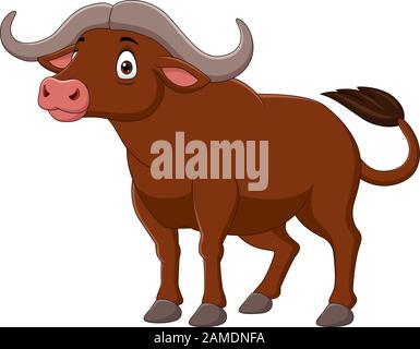 Cartoon Büffel auf weißem Hintergrund Stock Vektor