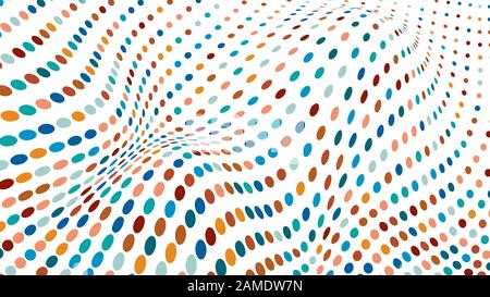 Abstrakter Vektorhintergrund. Mehrfarbige Kreise auf weißem Hintergrund erzeugen die Illusion einer unebenen Oberfläche. Moderne Farben. Vorlage für Textilien, Stock Vektor