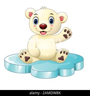 Cartoon Baby Eisbär sitzend auf Scholle Stock Vektor