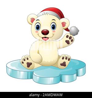 Cartoon Baby Eisbär Hand winken Stock Vektor