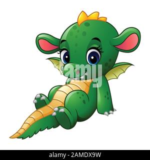 Cartoon Baby Drachen sitzen Stock Vektor