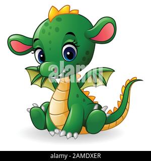 Cartoon Baby Drachen sitzen Stock Vektor