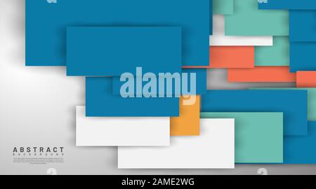 Abstrakter Vektorhintergrund. Überlappendes, vollfarbiges quadratisches Design. Neue Textur für Ihr Design. Stock Vektor