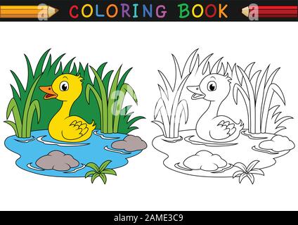 Cartoon ente Buch Färbung Stock Vektor