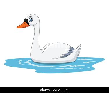 Cartoon Schönheit Schwan schwimmt auf dem Wasser Stock Vektor