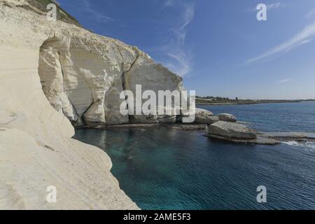 Küste, Mittelmeer, Felsen von Rosh Hanikra, Nord-Israel Stockfoto