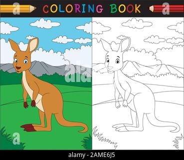 Cartoon Känguru-Malbuch, australische Tierserie Stock Vektor