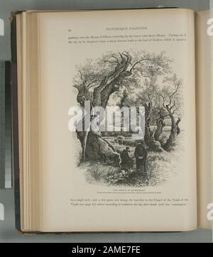 Der Garten von Gethsemane, die franziskanischen Mönche unter den alten Olivenbäumen und ein arabischer Gärtner bei der Arbeit Colonel Wilson, Hrsg.; Der Garten von Gethsemane, die franziskanischen Mönche unter den alten Olivenbäumen und ein arabischer Gärtner bei der Arbeit Stockfoto