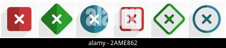 Abbrechen Symbolsatz, flache Vektordarstellung in 6 Optionen für Webdesign und mobile Anwendungen in eps 10 Stock Vektor