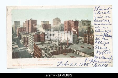 The Heart of Chicago, Chicago, Ill Postcard Seriennummer: 5852 1901-1902. Inklusive gelegentlicher Nachdrucke aus der Serie 1000.; The Heart of Chicago, Chicago, Illinois Stockfoto