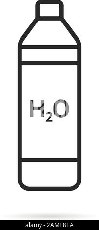 Flaschensymbol mit dünner Linie und Schatten Stock Vektor