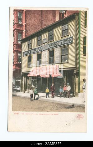 Das Haus von Paul Revere, Boston, Mass Postcard Seriennummer: 5561 1901-1902. Gelegentliche Nachdrucke aus der Serie 1000 enthalten.; The Home of Paul Revere, Boston, Mass. Stockfoto