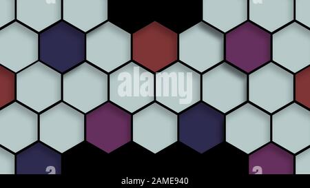 Schöne geometrische 3D-Struktur isoliert auf schwarzem Hintergrund Stockfoto