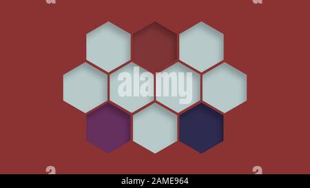 Abstrakte moderne geometrische Struktur isoliert auf rotem Hintergrund Stockfoto