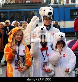 Krakauer. Krakow. Polen. 28. Großes Finale des Großen Orchesters der Weihnachtsfeier (GOCC). Stockfoto