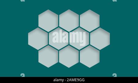 Abstrakte weiße geometrische Struktur isoliert auf grünem Hintergrund Stockfoto