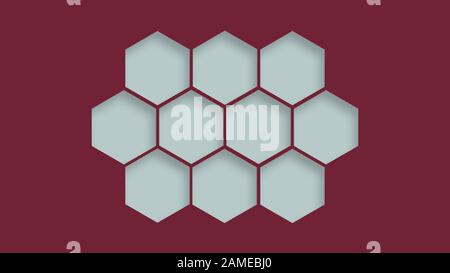 Abstrakte weiße, auf pinkfarbenem Hintergrund isolierte Hexagone Stockfoto