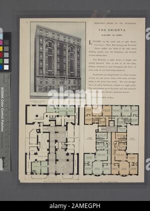 Orienta, 302-306 West 79th Street; Plan of First Floor; Plan of Upper Floors Includes Index. Schneider & Herter, Bauarbeiter, 1904-5 / Architekten - Schneider & Herter; Die Orienta, 302-306 West 79th Street; Grundriss des ersten Stockwerks; Grundriss der oberen Stockwerke. Stockfoto