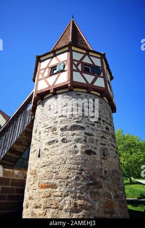 Seilersturm in Burgbernheim ist eine Stadt in Bayern mit vielen historischen Sehenswürdigkeiten Stockfoto