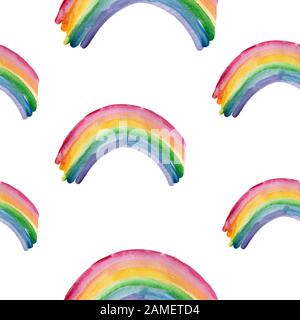 Süße Regenbogen im Comic-stil nahtlose Muster. Zarten Pastelltönen Stockfoto