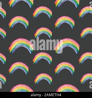 Süße Regenbogen im Comic-stil nahtlose Muster. Zarten Pastelltönen Stockfoto