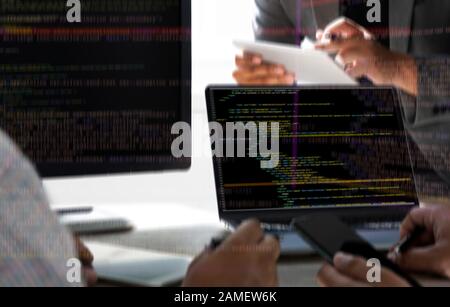 Programmiercode abstrakte Technologie Hintergrund Entwickler Programmierung und Coding technology Software Entwickler und Computer Skript Stockfoto