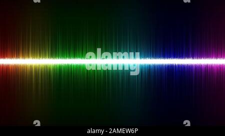 Wunderschöner, farbenfroher Sound Wave Equalizer. Abstrakter Lichteffekt. Bunte Musikwelle Stockfoto