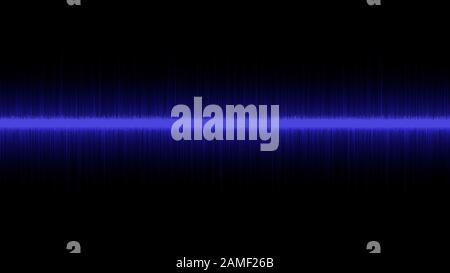 Blauer Audio-Wave-Equalizer in Bewegung isoliert auf schwarzem Hintergrund Stockfoto