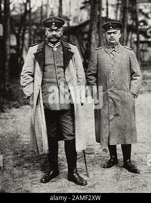 Generalfeldmarschall von Hindenburgs und Quartiermeister General Ludendorff bildeten ab August 1916 das dritte Oberkommando der Armee. De facto bildeten sie sich Stockfoto