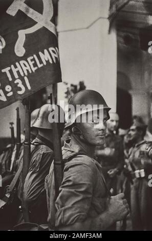 Antifaschistische Deutsche im spanischen Bürgerkrieg, 1936 Soldaten der nach Ernst Telman, einem deutschen Kommunisten, benannten Einheit während des spanischen Bürgerkrieges Stockfoto