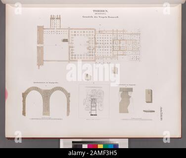 Theben (Theben) Memnonia (Ramesseum)- Grundriß des Tempels Ramses II Theben [Theben]. Memnonia [Ramesseum]: Grundriß des Tempels Ramses II.; Theben [Theben]. Memnonia [Ramesseum]: Grundriß des Tempels Ramses II Stockfoto